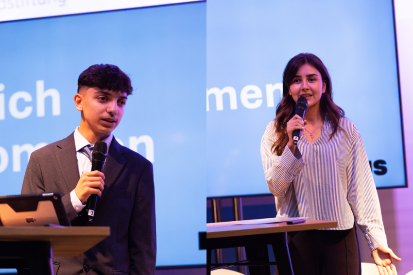 Kím und Sarvinoz auf der Bühne beim Hoffest der Deutschen Kinder- und Jugendstiftung