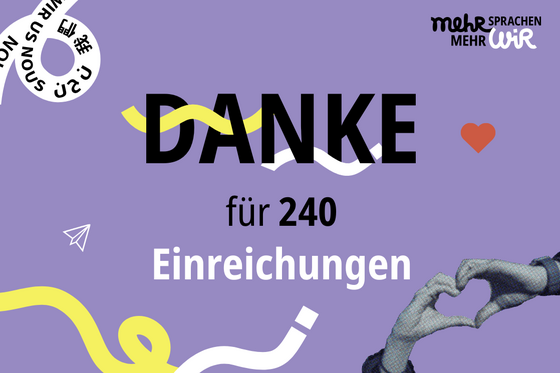 Schriftzug "Danke für 240 Einreichungen"